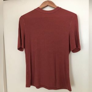 Shein ribbed mock neck tee, terracotta XL